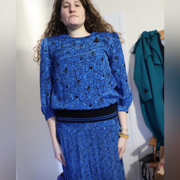 Blue vintage two piece set size 10 - Picture 9 of 10